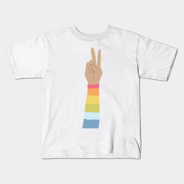 Rainbow Peace Love Wins Kids T-Shirt by KathrinLegg